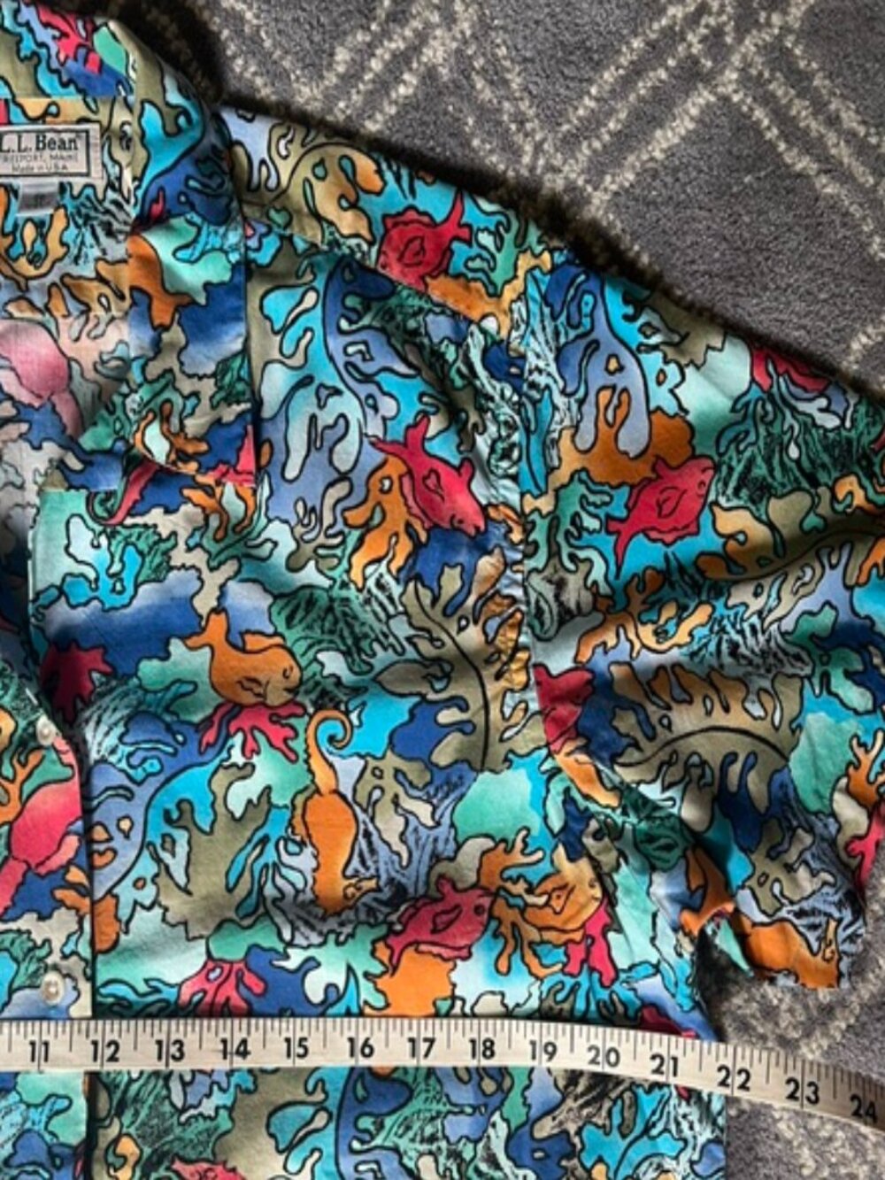 VINTAGE L.L. Bean 1980s Fish Seahorse Underwater Print Shirt Woman's Small - Picture 7 of 8